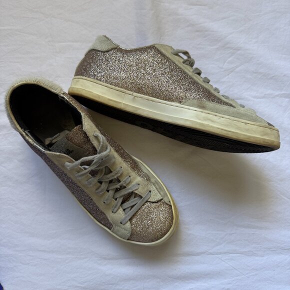 P448 John glitter sneaker, fur heel, size 38, good condition, Italian made - Picture 6 of 7